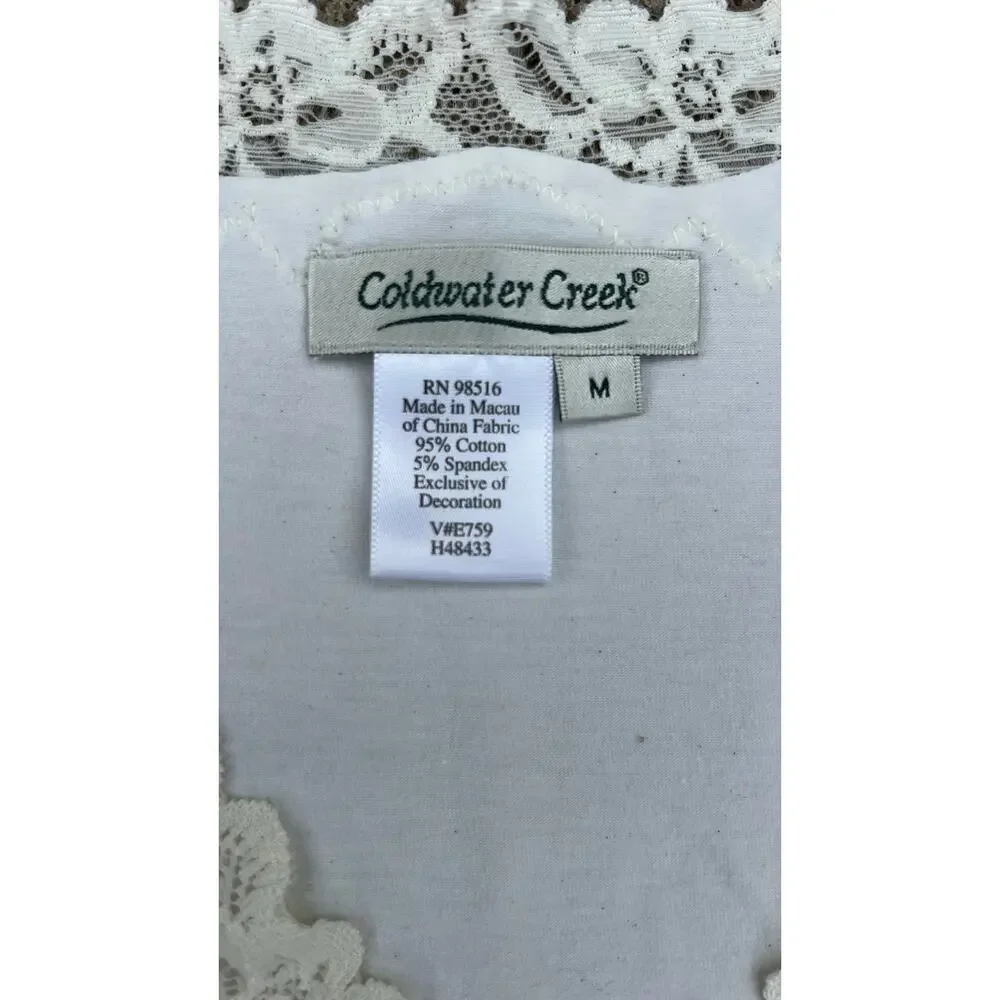 Vtg Coldwater Creek Blouse Medium Y2K Cottagecore Minimalist Sleeveless Tank Top